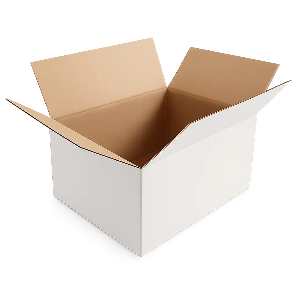 Witte Amerikaanse vouwdoos van golfkarton - 250x180x100mm, enkele golf (25 stuks)