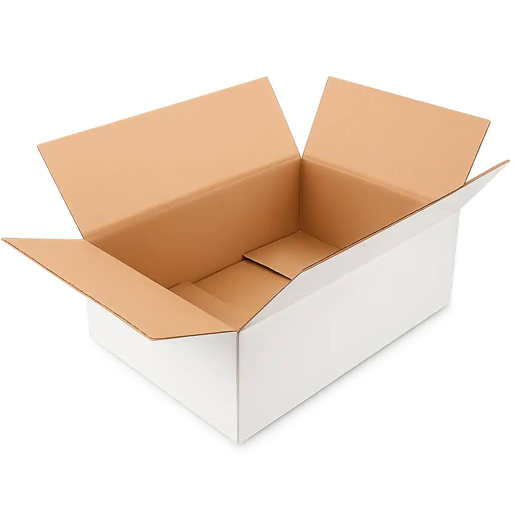 Witte Amerikaanse Vouwdoos van Golfkarton - 380x240x95mm - Enkele Golfkwaliteit (25 stuks)