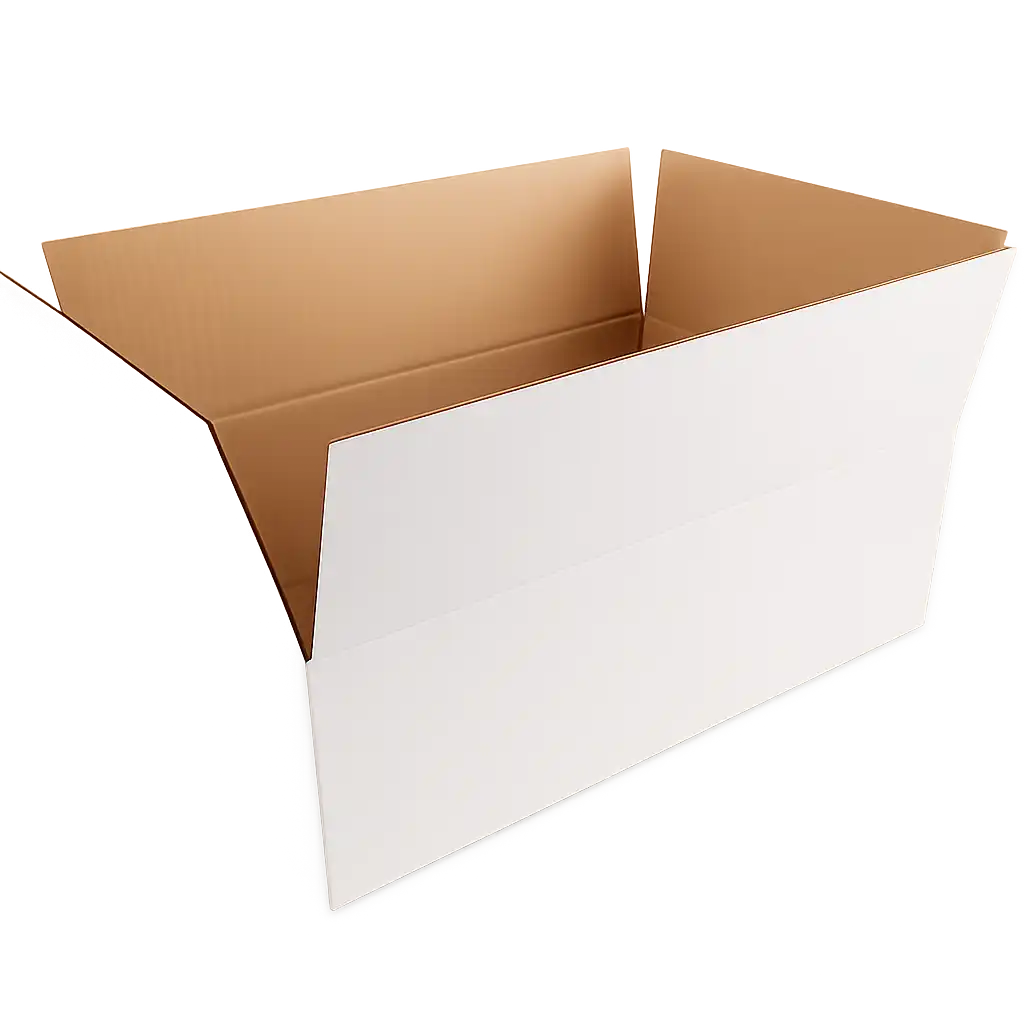 Amerikaanse vouwdoos van golfkarton 400x300x215mm - wit, enkele golf, PFC (25 stuks)