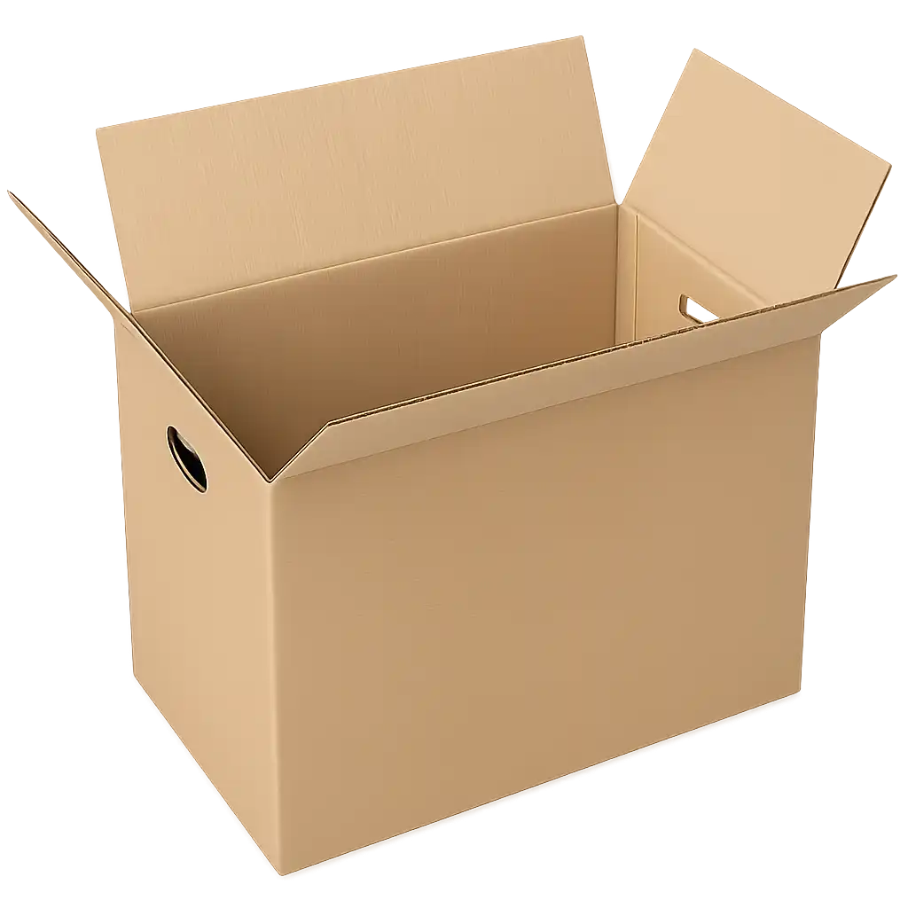 Duurzame Amerikaanse Vouwdoos met Dubbele Golf en Handgrepen - 625x310x325mm, Bruin (10 stuks)