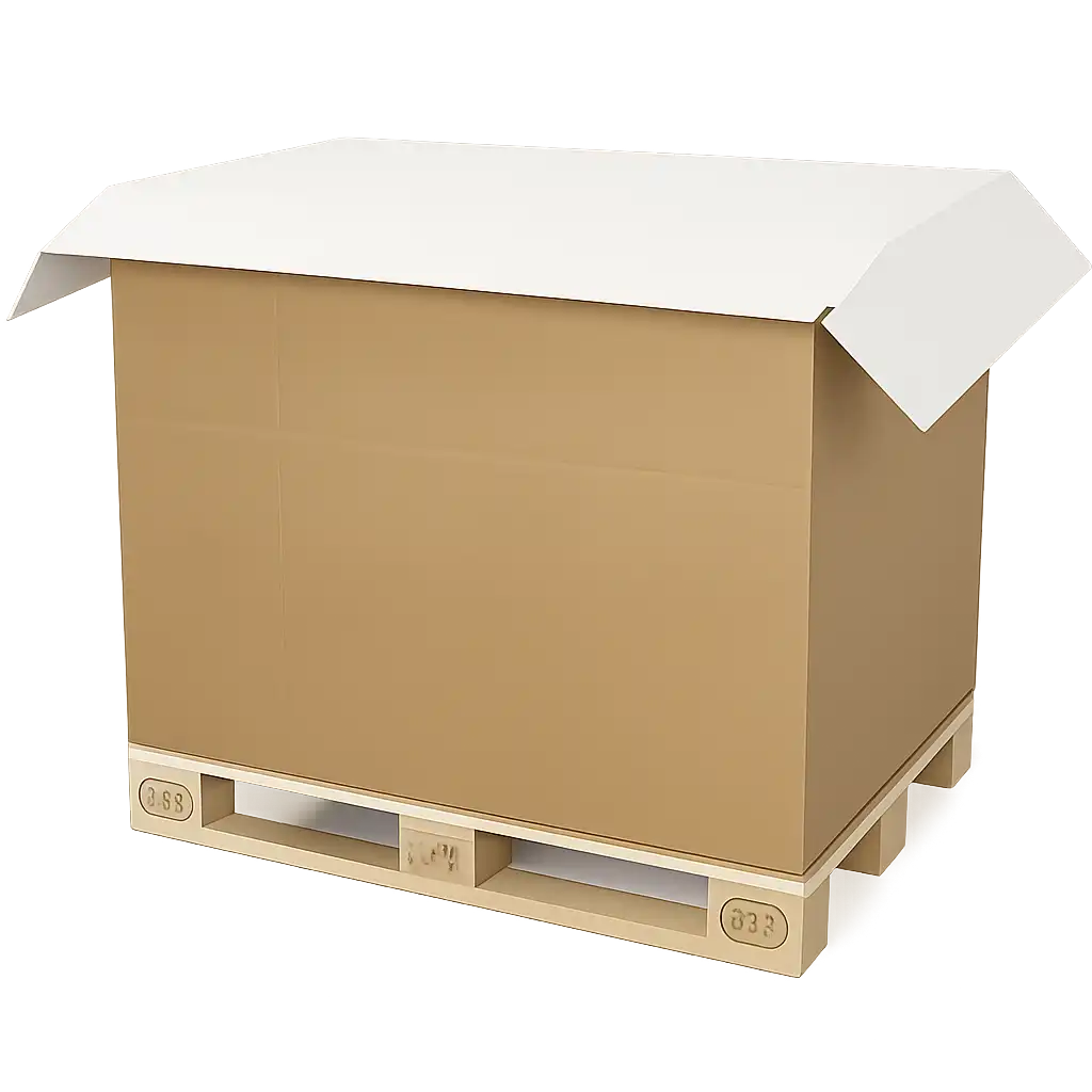 Bruine Palletdoos van Golfkarton 118x78x79 cm met 1 Kleppzijde