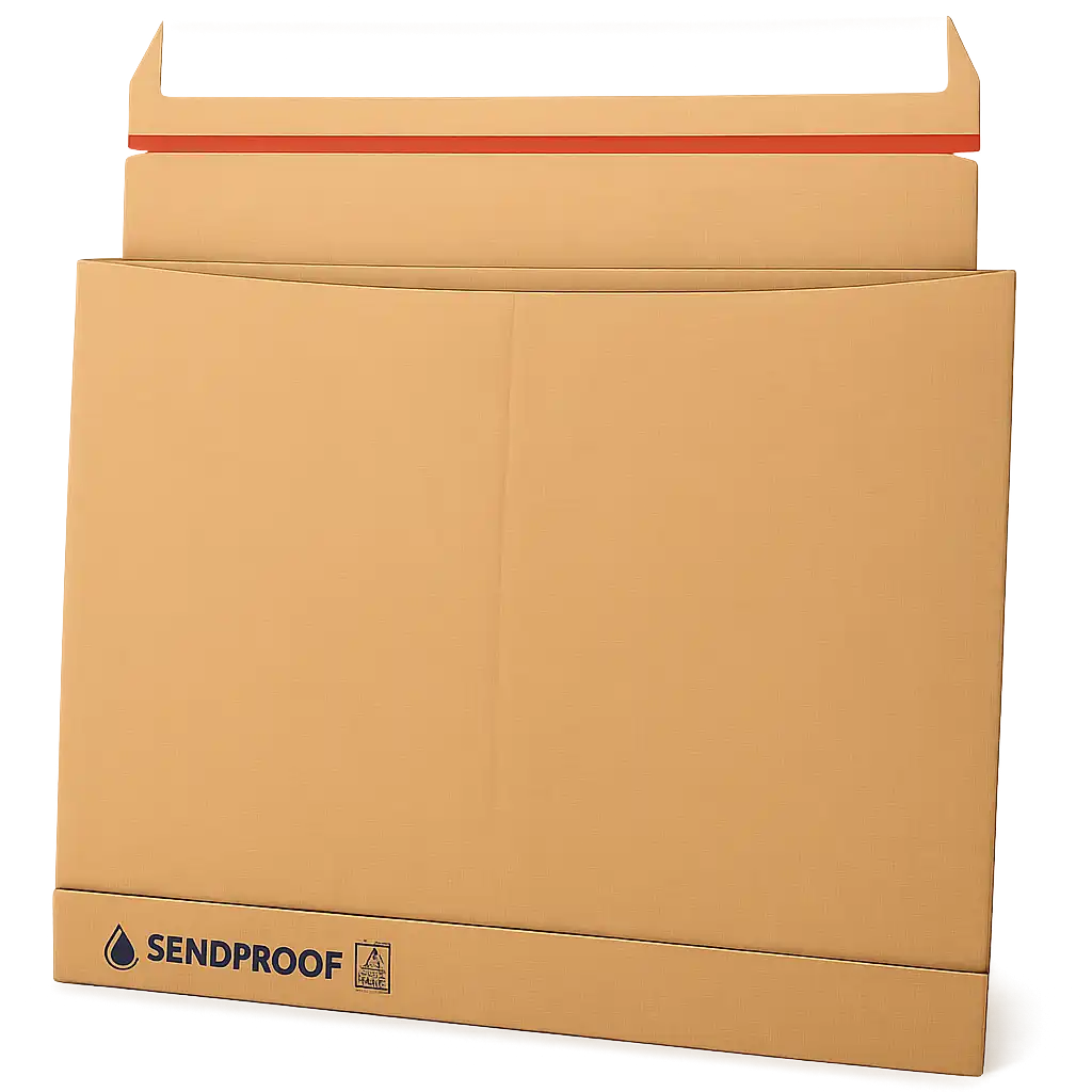Bruine Envelop box 350x250mm met Tearstrip van Golfkarton (50 stuks)